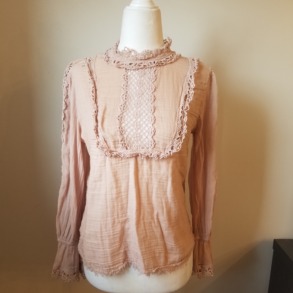 Free People long sleeve Romantic top in blush